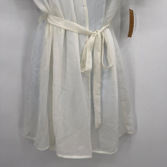Flora Nikrooz Ivory Sheer Wrap Belted Short Robe Cover-Up – Women’s Size S/M NWT - Picture 3 of 11